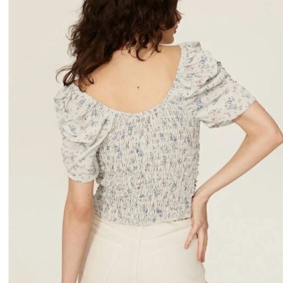 RTR Slate & Willow Women's Ruched Puff Sleeve Floral Top Size Small - Picture 2 of 8